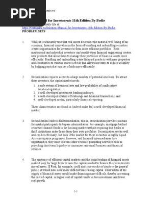 Investments 11th Edition Solutions Manual | PDF | Stocks | Investor