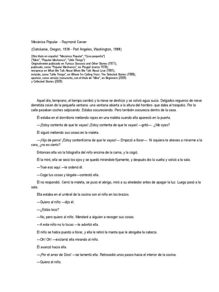 Mecánica Popular Raymond Carver PDF