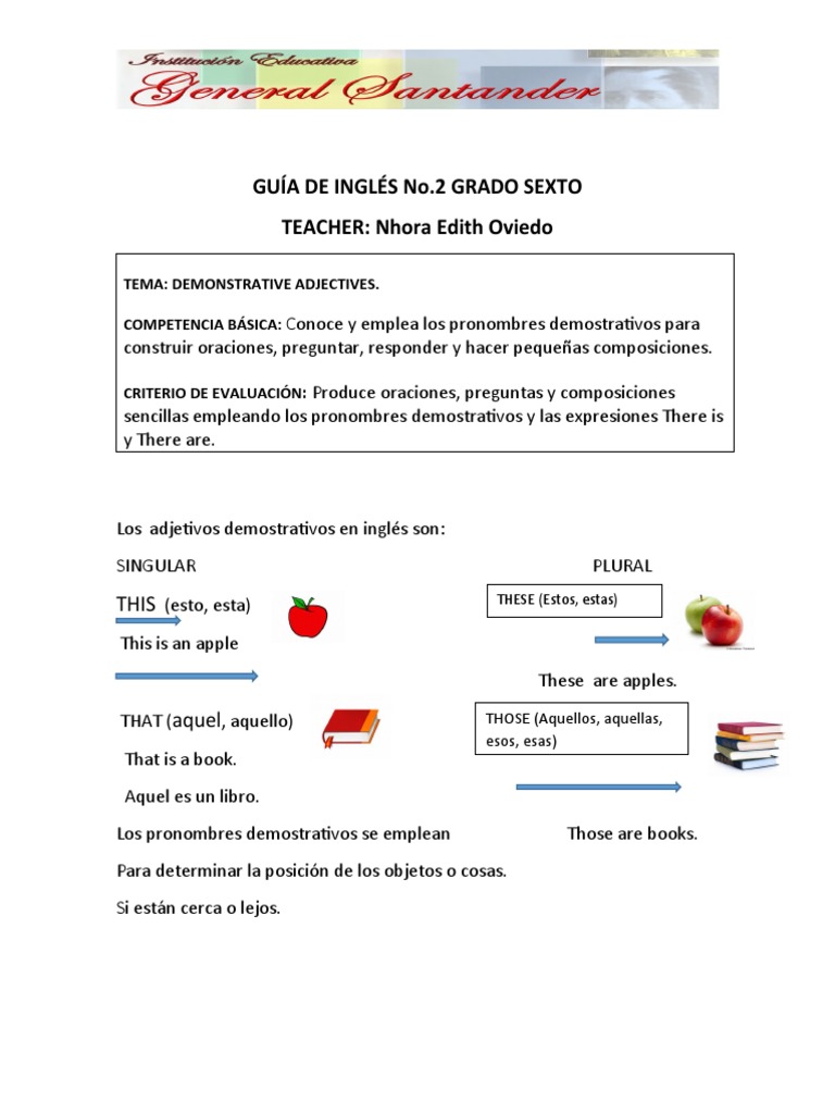 Guia de Ingles Grado Sexto 2 | PDF | Mecánica del lenguaje | Morfología
