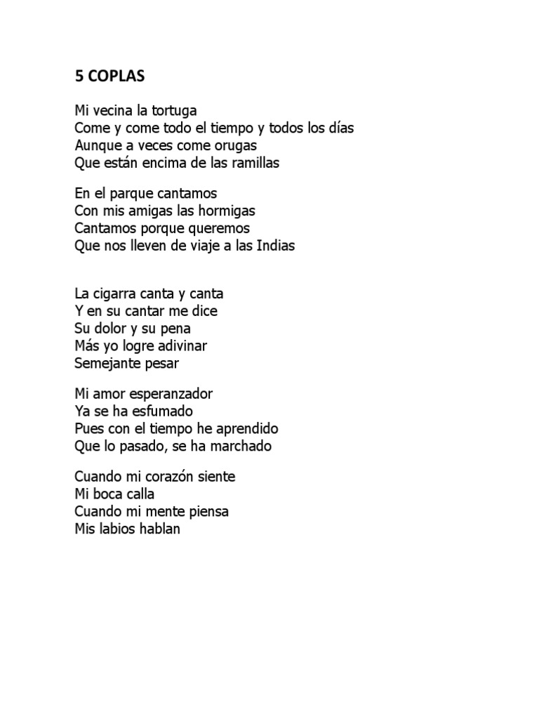 5 Coplas | PDF | Amor