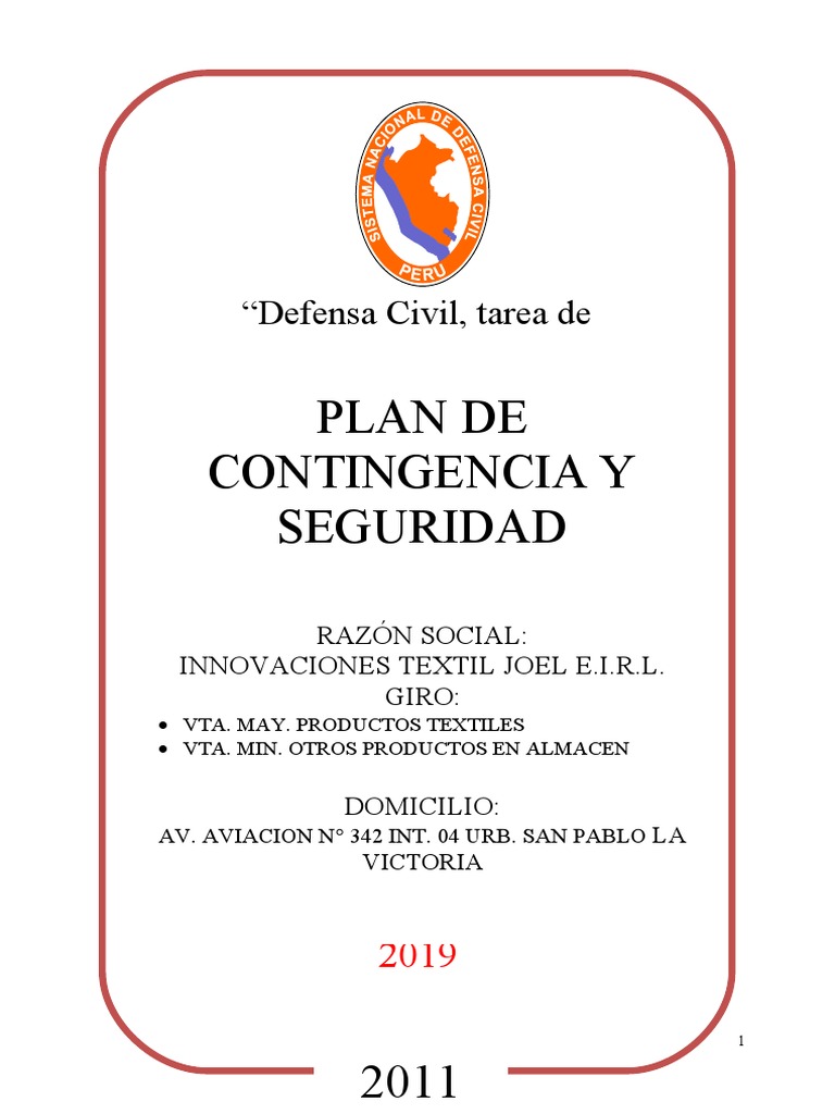 Plan de Seguridad y Contingencia 2023 | PDF | Temblores | Primeros auxilios