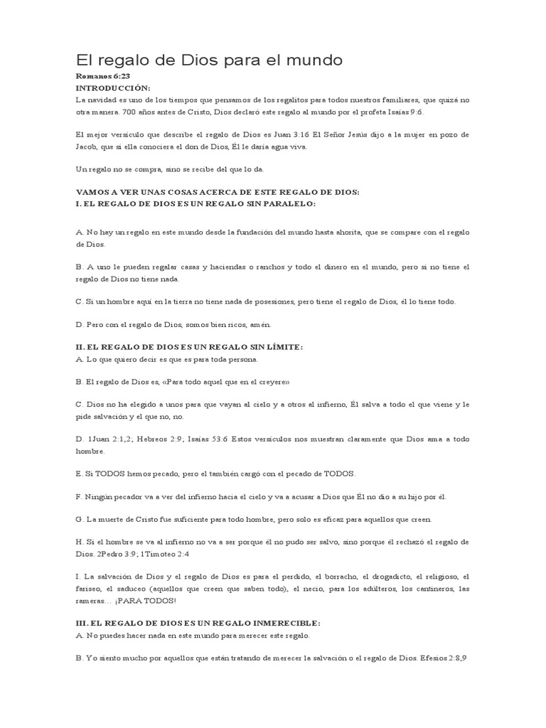 El Regalo de Dios para El Mundo | PDF | Salvación | Cristo (título)