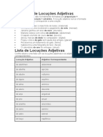 Locuções Adjetivas - Lista