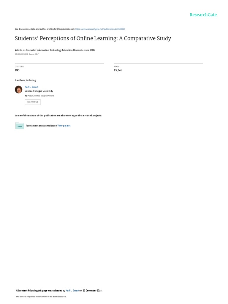 Students' Perceptions of Online Learning: A Comparative Study | PDF ...