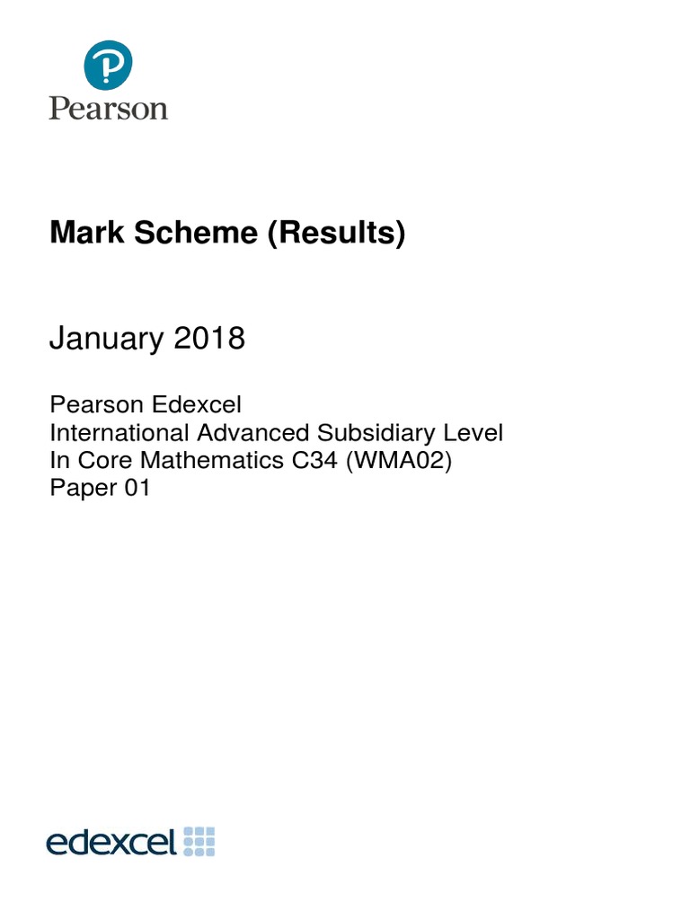 Mark Scheme (Results) : January 2018 | PDF | Mathematical Objects | Algebra