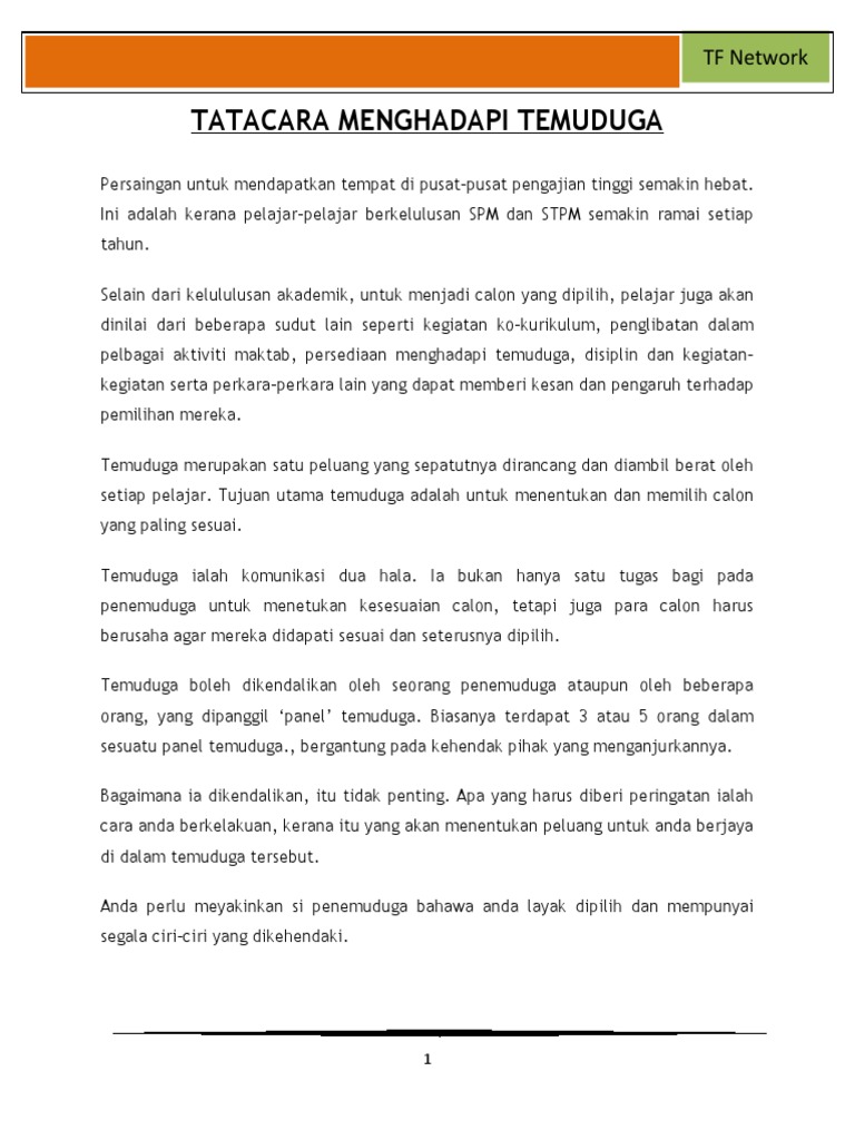 Panduan Lengkap Persiapan Dan Persediaan Temuduga | PDF | Karier ...