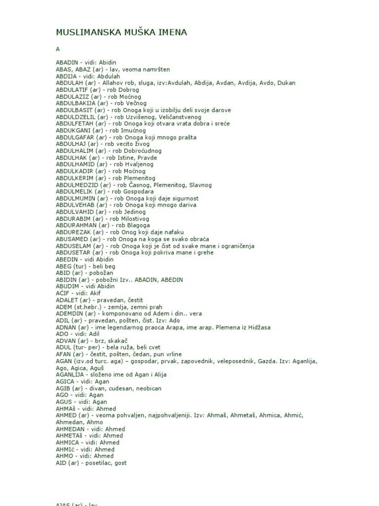 Muslimanska Muska Imena PDF