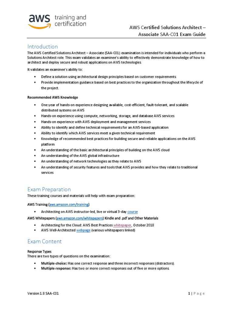 AWS Certified Solutions Architect SAA-C01 Guide | PDF | Business ...