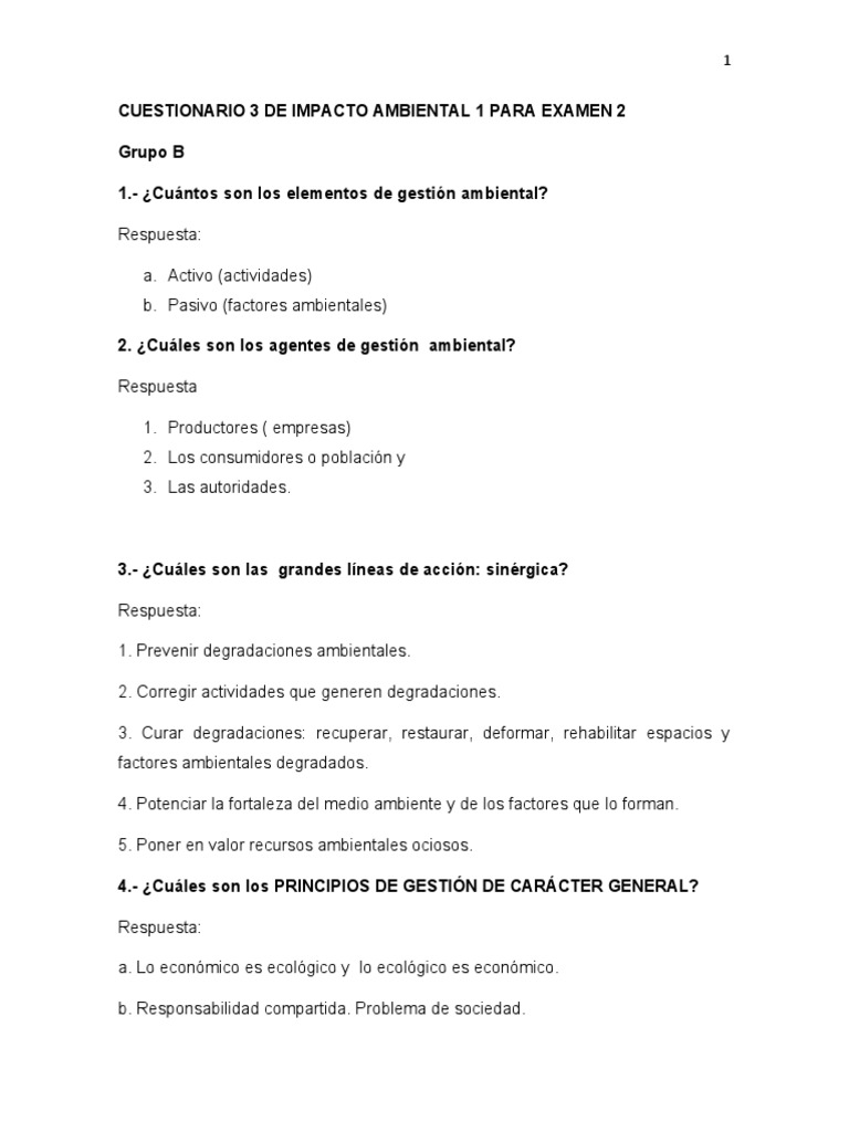 Cuestionario sobre Gestión Ambiental | PDF | Contaminación | Agricultura