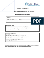 English Worksheet. Unit II - Countries, Cultures & Customs. Reading Comprehension