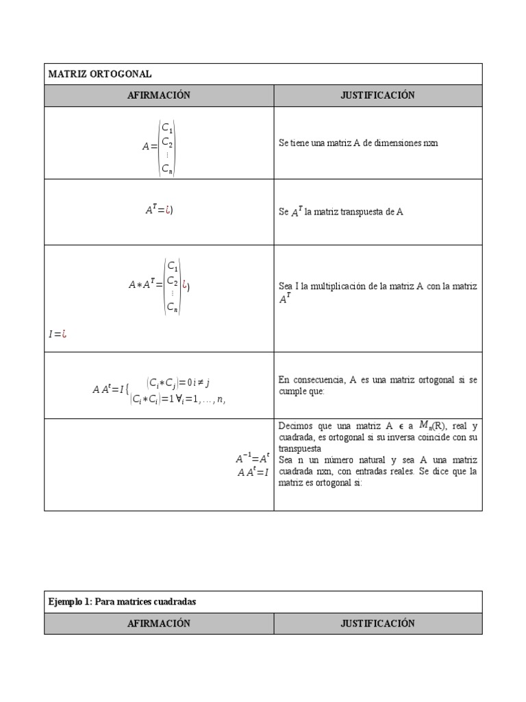 Matriz Ortogonal | PDF | Matriz (Matemáticas) | Álgebra lineal