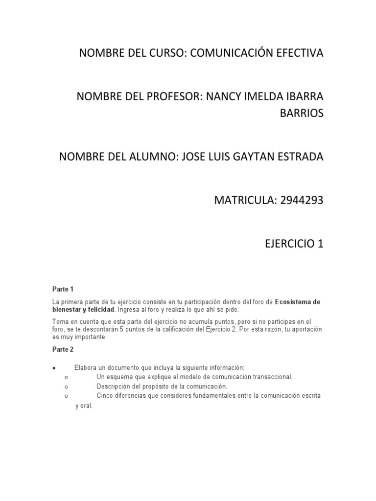 Comunicacion Efectiva Ejercicio 1 | PDF | Semiótica | Comunicación
