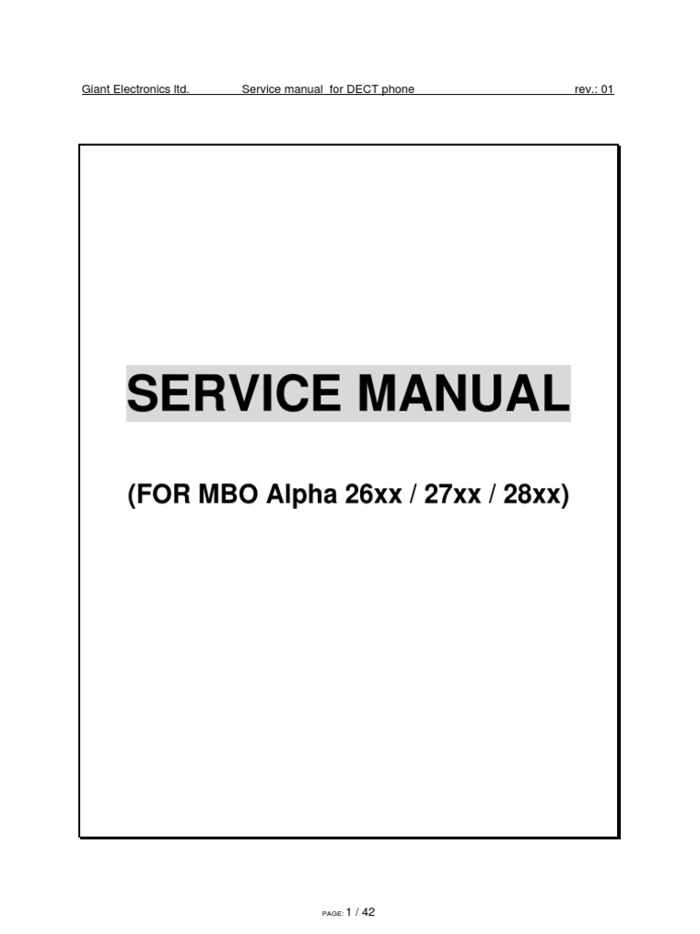 Service Manual Mbo Alpha 26xx - 27xx - 28xx | Telephone | Amplifier