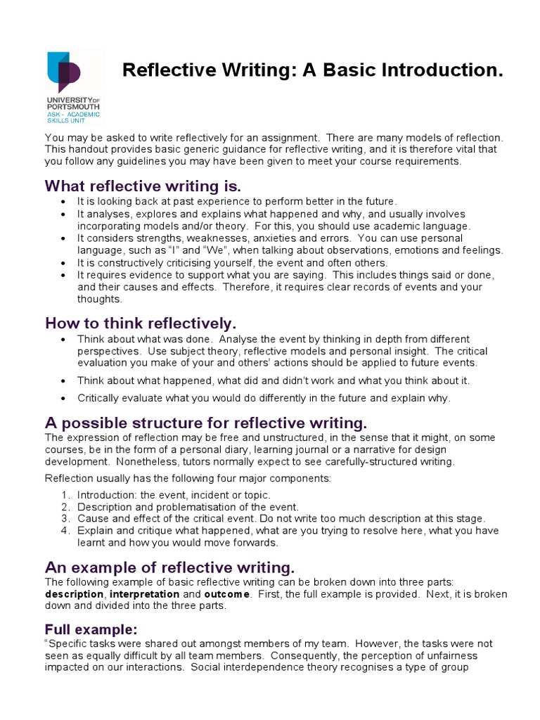 Reflective Writing PDF | PDF | Learning | Experience
