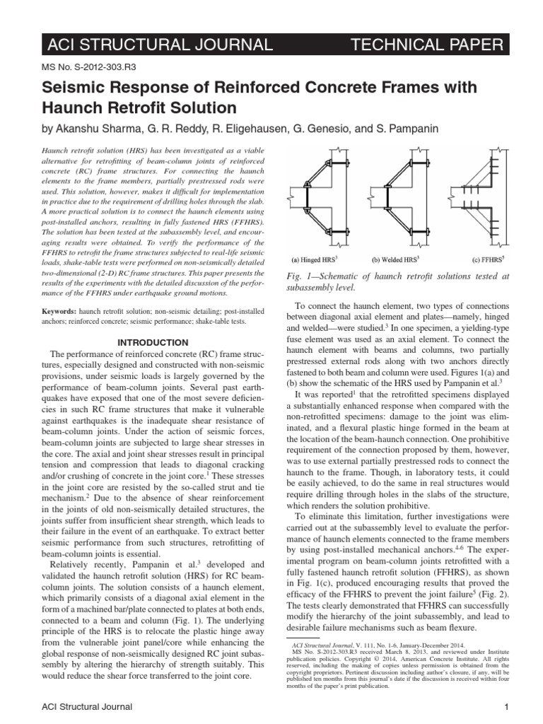 Seismic Response of Reinforced Concrete Frames With | PDF | Bending ...