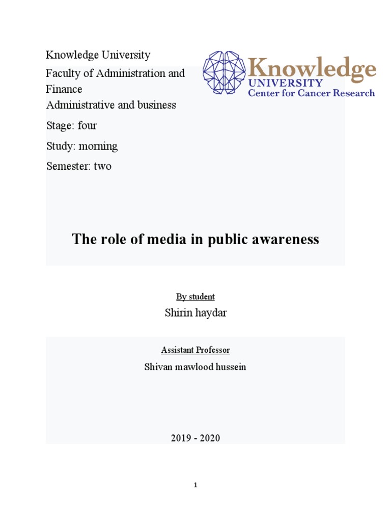 The Role of Media in Public Awareness | PDF | Mass Media | Public Opinion