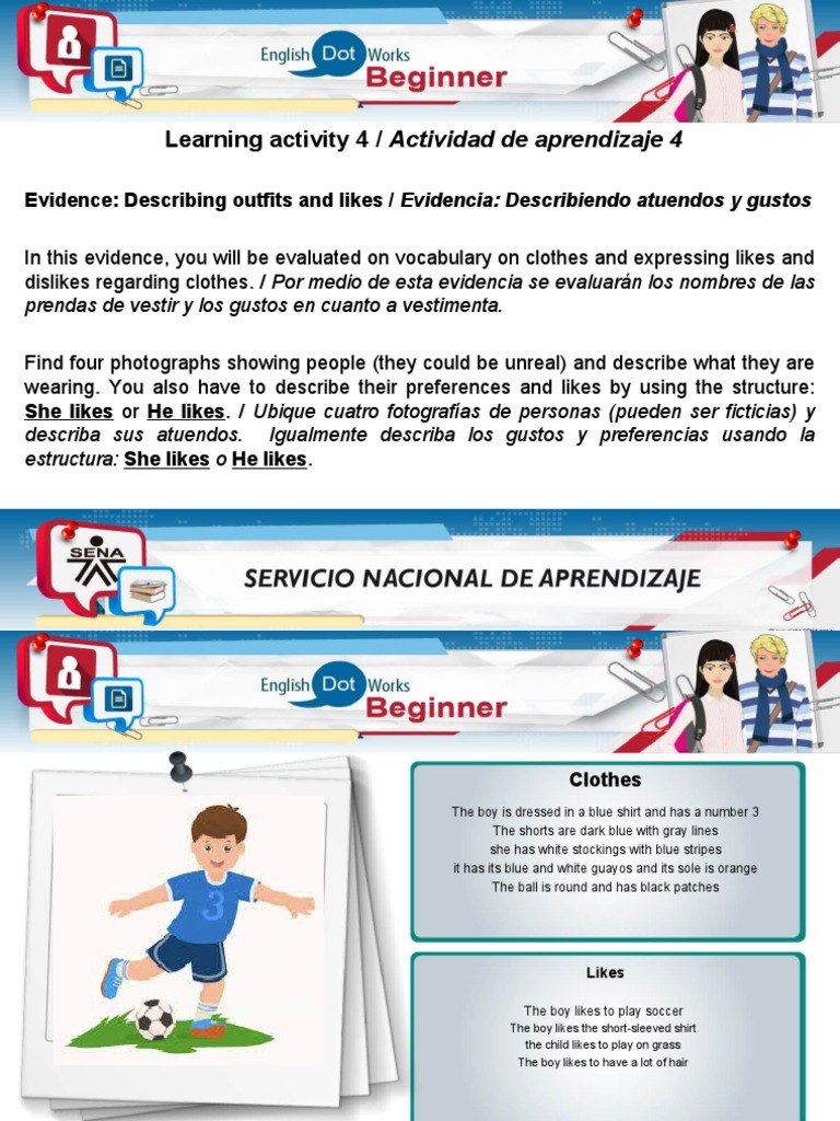 Learning Activity 4 / Actividad de Aprendizaje 4 | PDF | Dress Codes ...