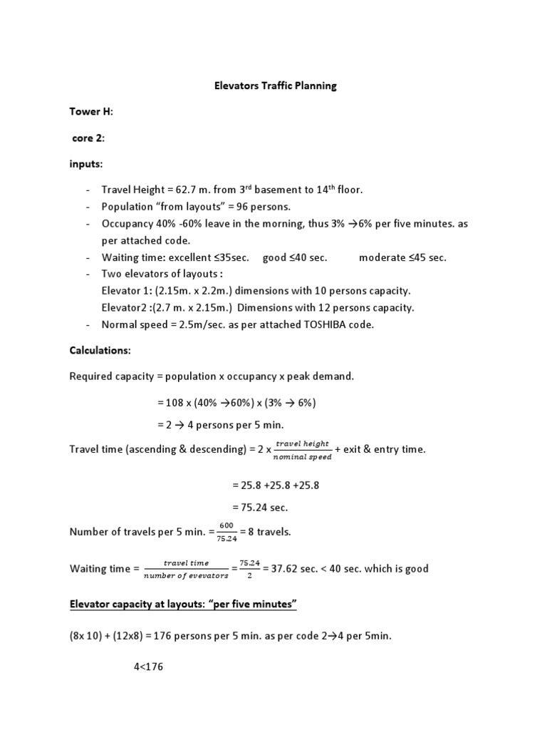 Calculating Elevators Capacity PDF Elevator Transportation Engineering