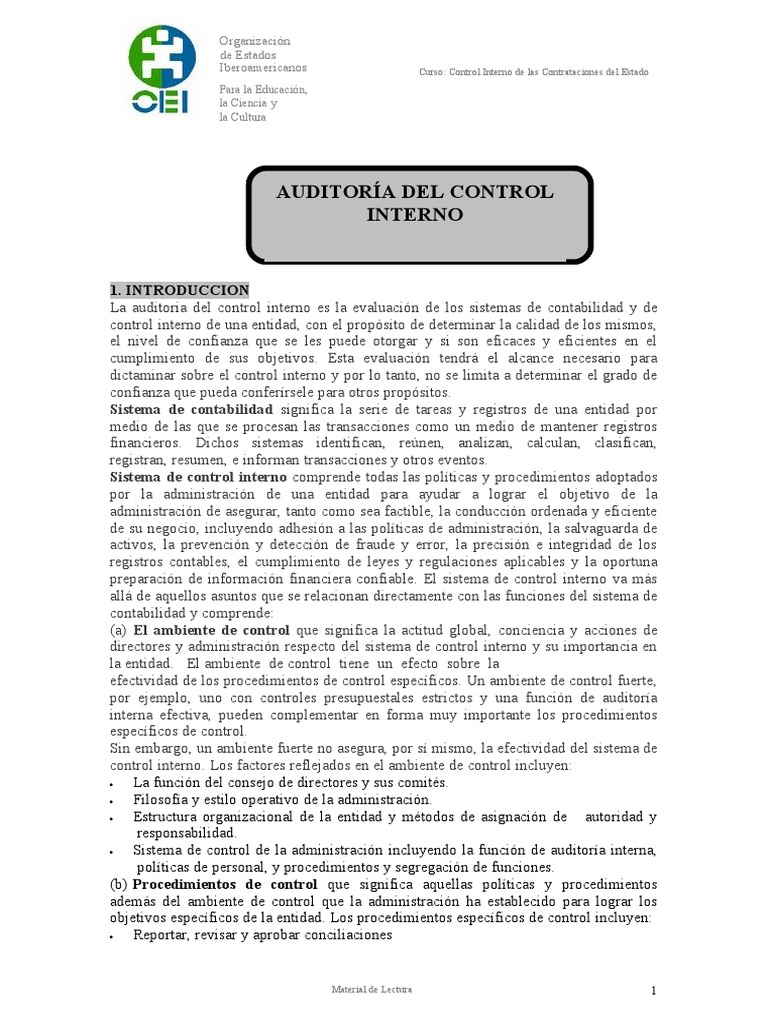 Tema 1 Auditoría Del Control Interno | PDF | Auditoría | Contabilidad