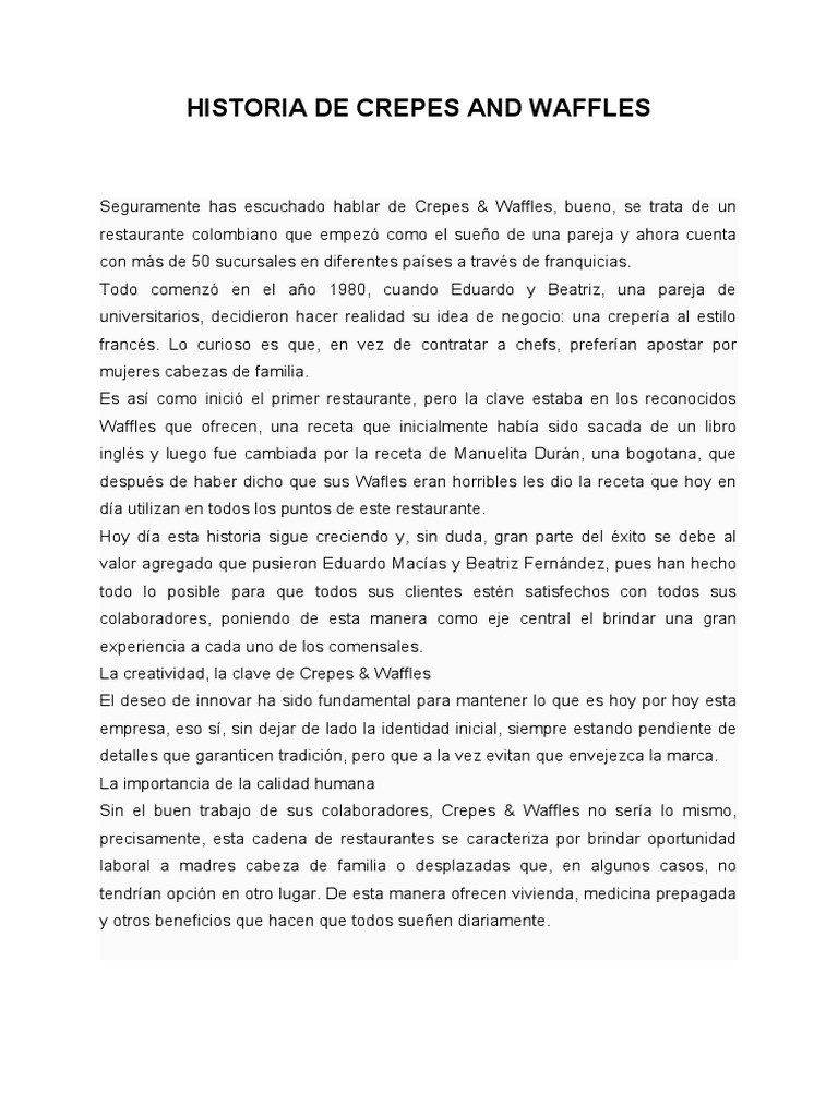 Historia de Crepes and Waffles PDF