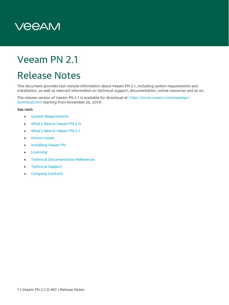 Veeam PN 2.1 Release Notes and Requirements | PDF | Port (Computer ...