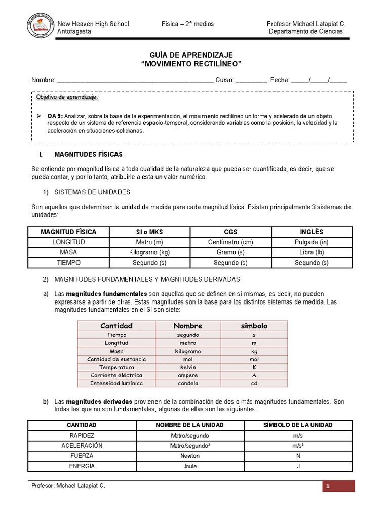 Física Movimiento Rectilineo 2MA y 2MB | PDF | Vector Euclidiano ...