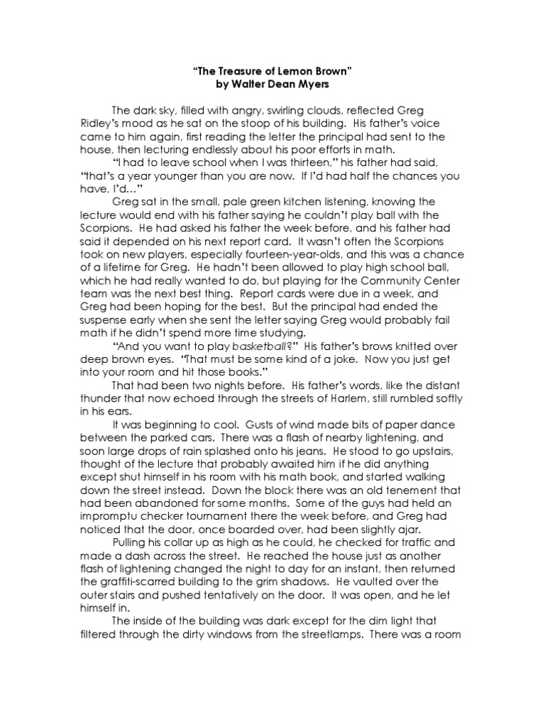 The Treasure of Lemon Brown Full Text Nature