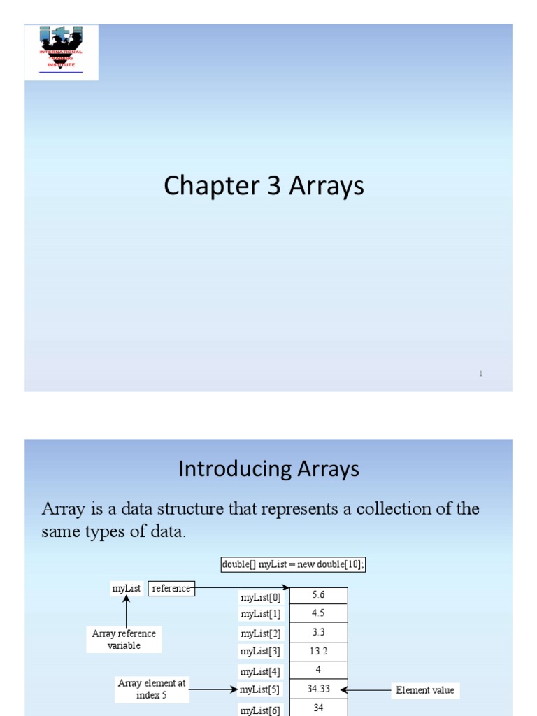 Chapter3 Lecture4 Array | PDF | Data Type | Array Data Type