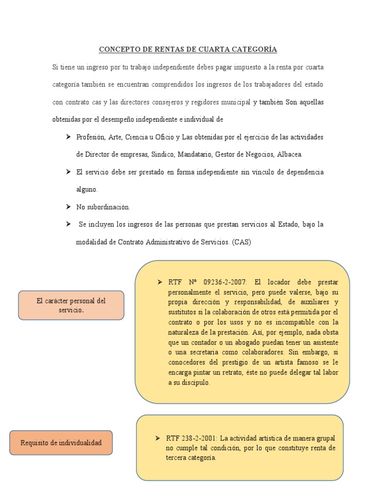 Rentas de Cuarta Categoría | PDF | Impuesto sobre la renta | Contabilidad