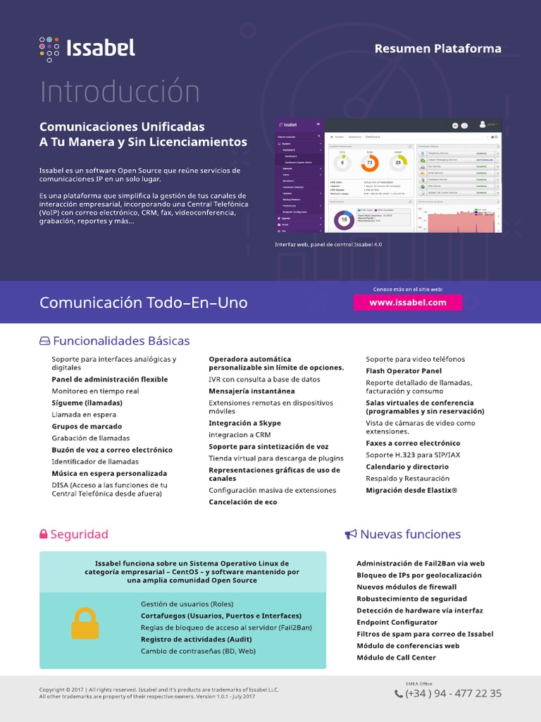 Issabel Overview A4 (ES) - V1.0.1 - 171020-1 | PDF