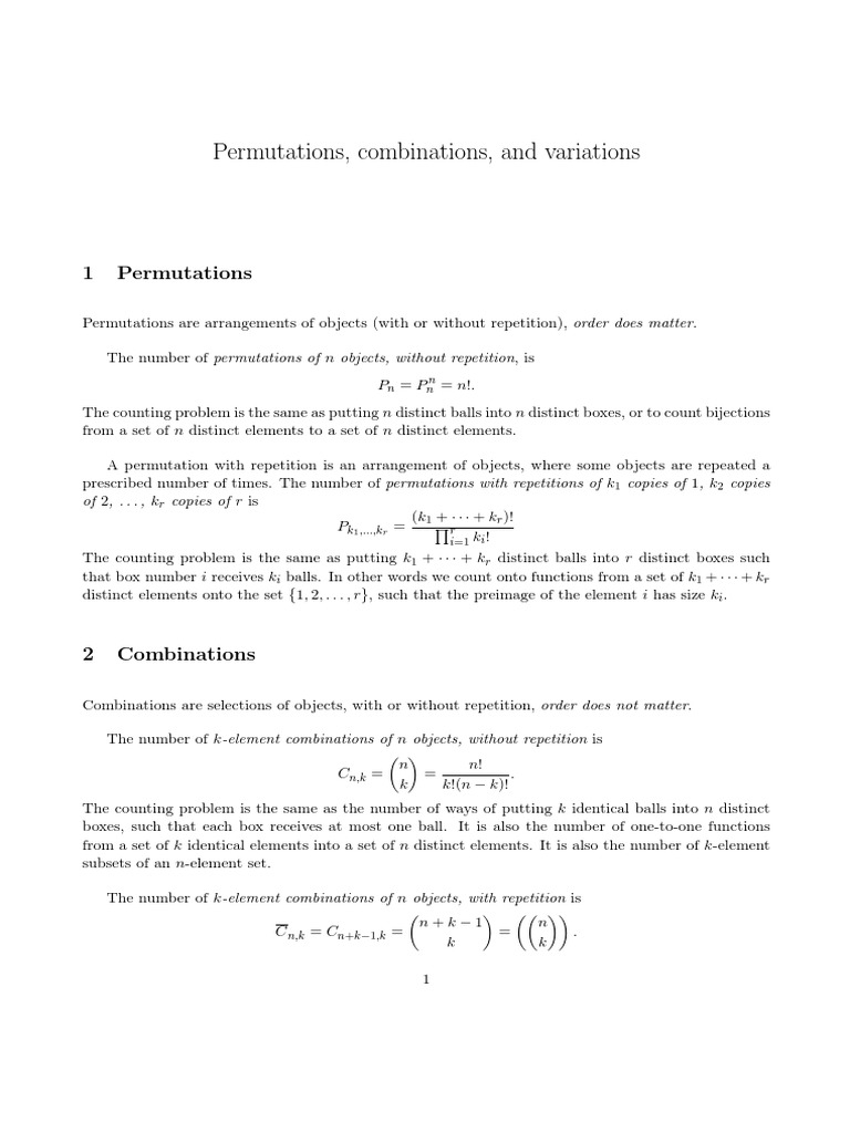 Permutations Combinations And Variations Permutation Algebra