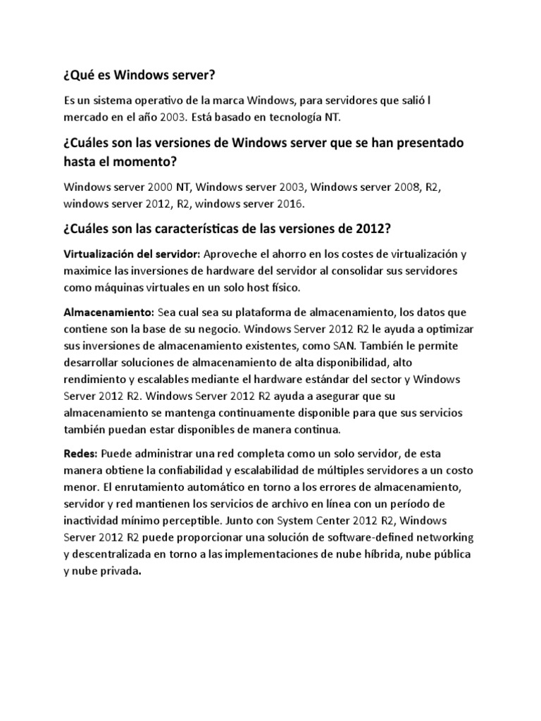 Windows Server 2012 R2: Características y Funciones | PDF | Dirección ...