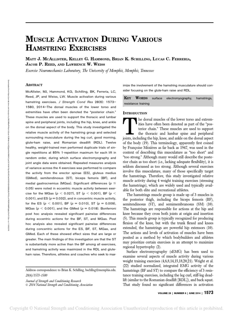 M A D V H E: Uscle Ctivation Uring Arious Amstring Xercises | PDF ...