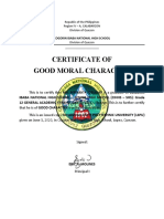 Cogorin Ibaba National High School Good Moral Character Certificates