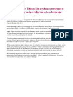 Viceministro de Educación Rechaza Protestas e Invita A Debatir Sobre Reforma A La Educación Superior (31-03-11) PDF