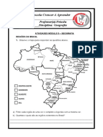 ATIVIDADES de GEOGRAFIA REGIÕES DO BRASIL 4º Ano 2020