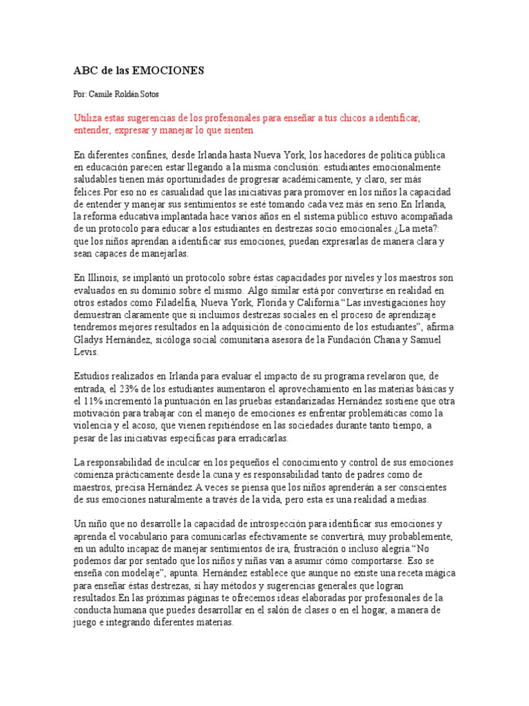 ABC de Las EMOCIONES | PDF | Las emociones | Toma de decisiones
