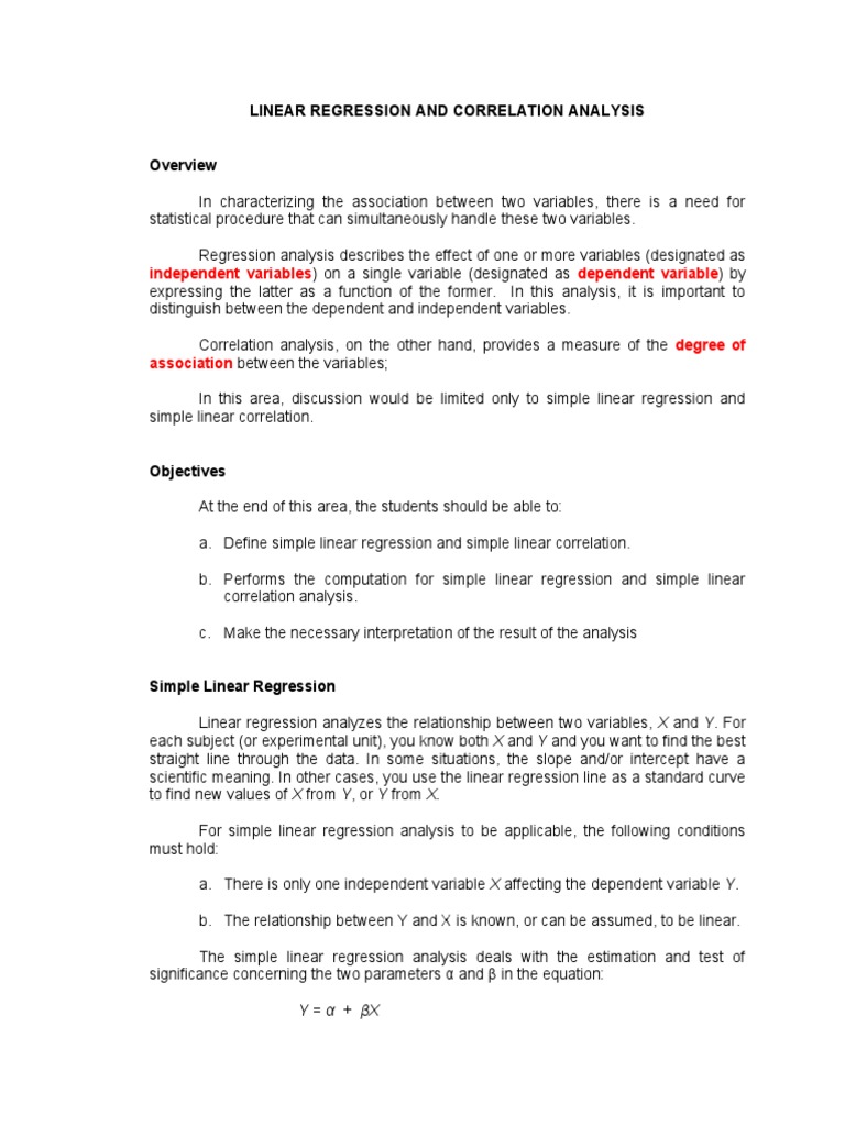 Simple Linear Regression Analysis | PDF | Linear Regression ...
