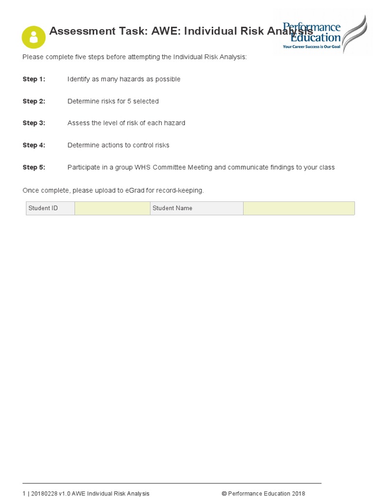 AWE Individual Risk Analysis 2 | PDF | Personal Protective Equipment | Risk