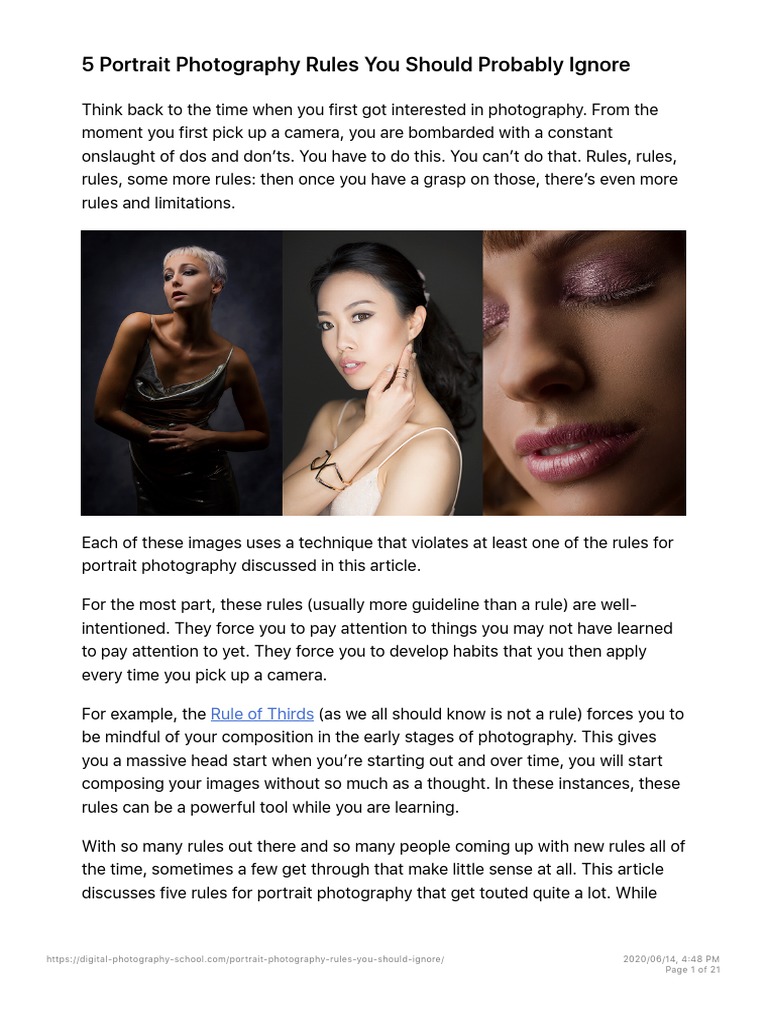 Ignore These 5 Portrait Photography Rules | PDF | Portrait Photography ...