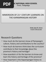 Immersion of 21 Century Learners On The Kapampangan History Immersion of 21 Century Learners On The Kapampangan History