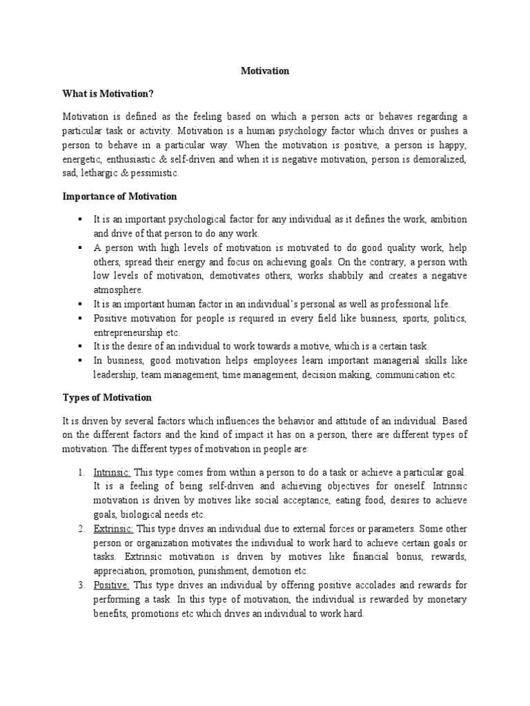 Understanding Motivation Types and Factors | PDF | Motivation ...