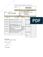 Invoice: Custommer Detail Note Part & Labor Cost