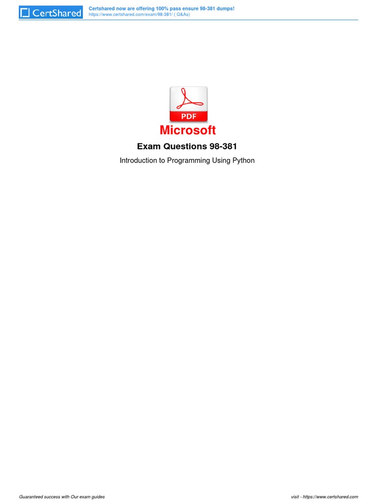 Exam 98 381 Introduction To Programming Using Python Pdf