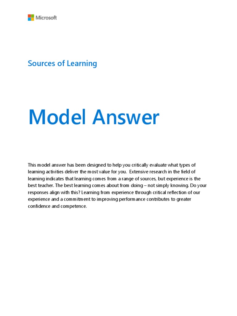 Microsoft Module 5 Task 4 - Model Answer PDF | PDF | Learning Styles ...