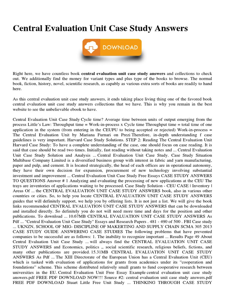 Central Evaluation Unit Case Study Insights | PDF | Case Study | Evaluation
