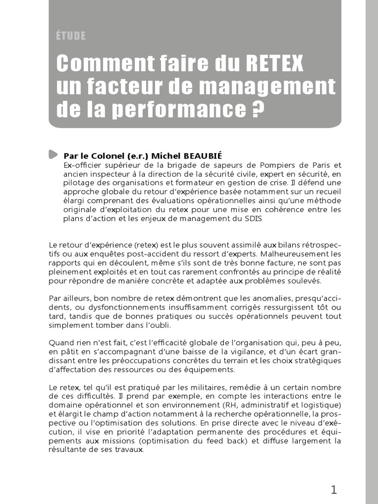 Optimiser le RETEX pour la performance | PDF | Recherche opérationnelle ...