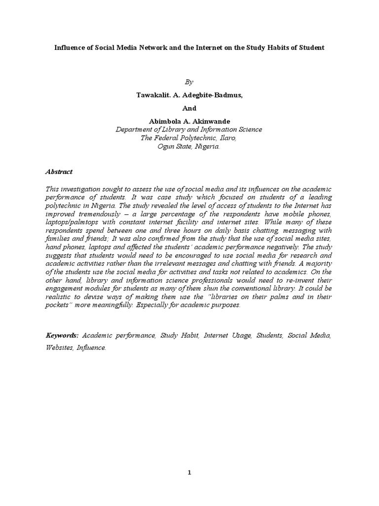 Social Media's Impact on Student Study Habits | PDF | Social Media ...