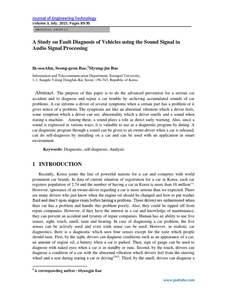 Vehicle Fault Diagnosis via Sound Analysis | PDF | Transmission ...
