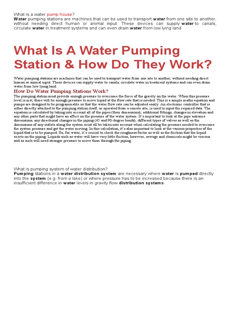 What Is A Water Pump House PDF